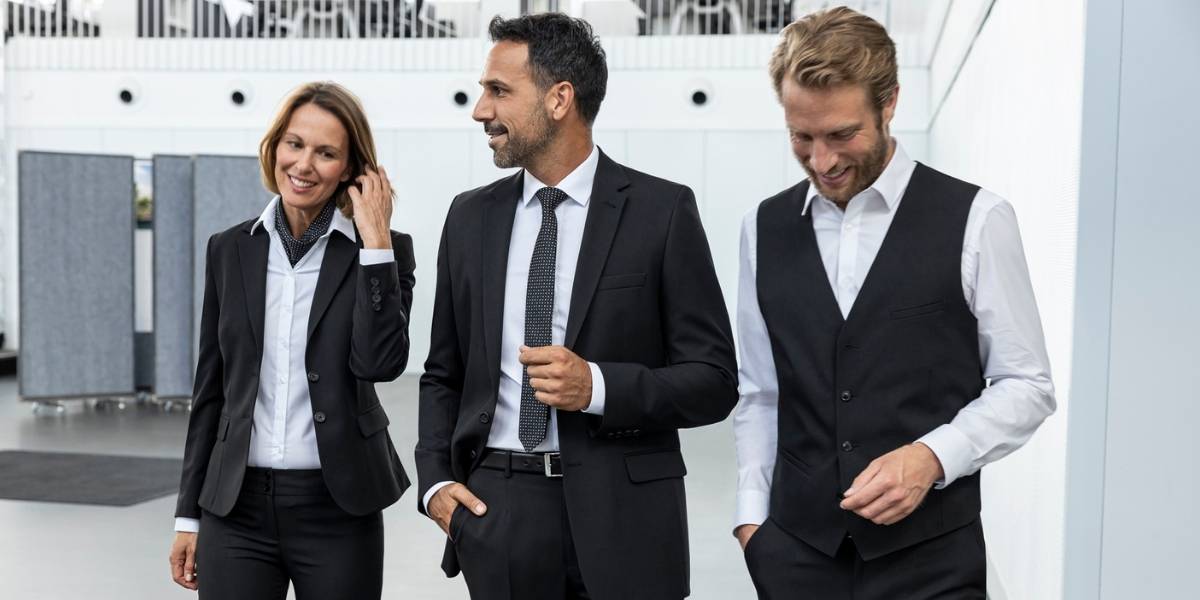 Greiff Bedrijfskleding Representatief groupsfoto zwartpak Vrouw Man